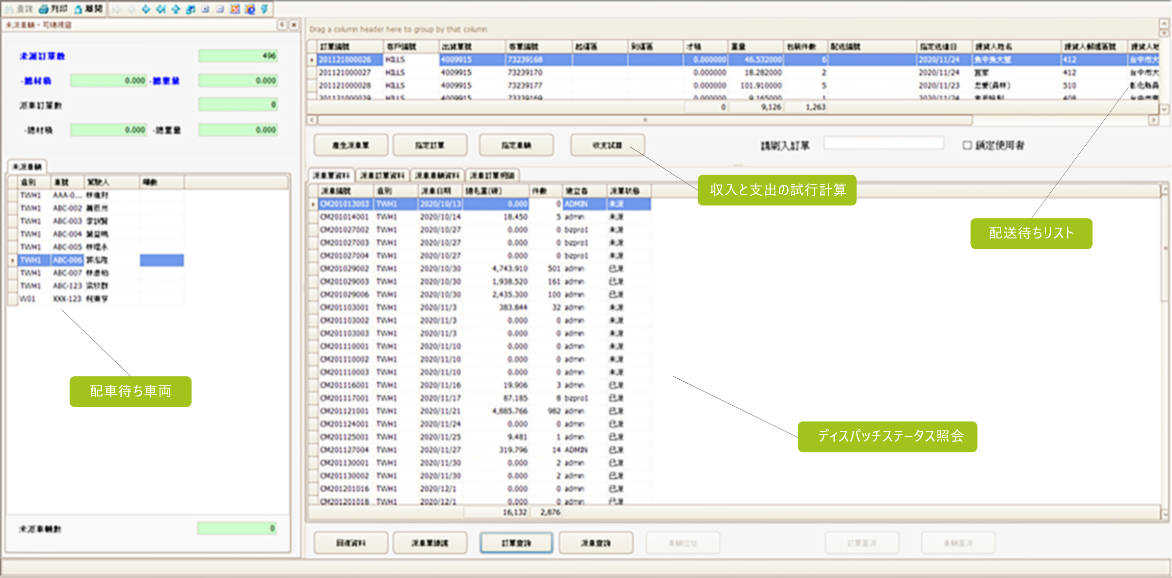 TMS系統畫面/任務派遣